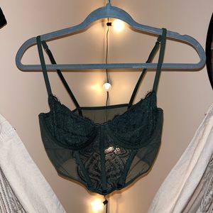 Cropped green corset top